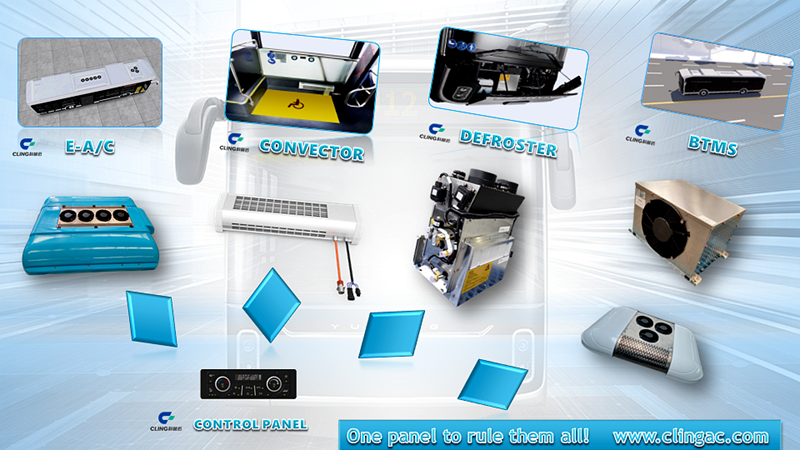 battery thermal management, electric bus ac, defroster, convector