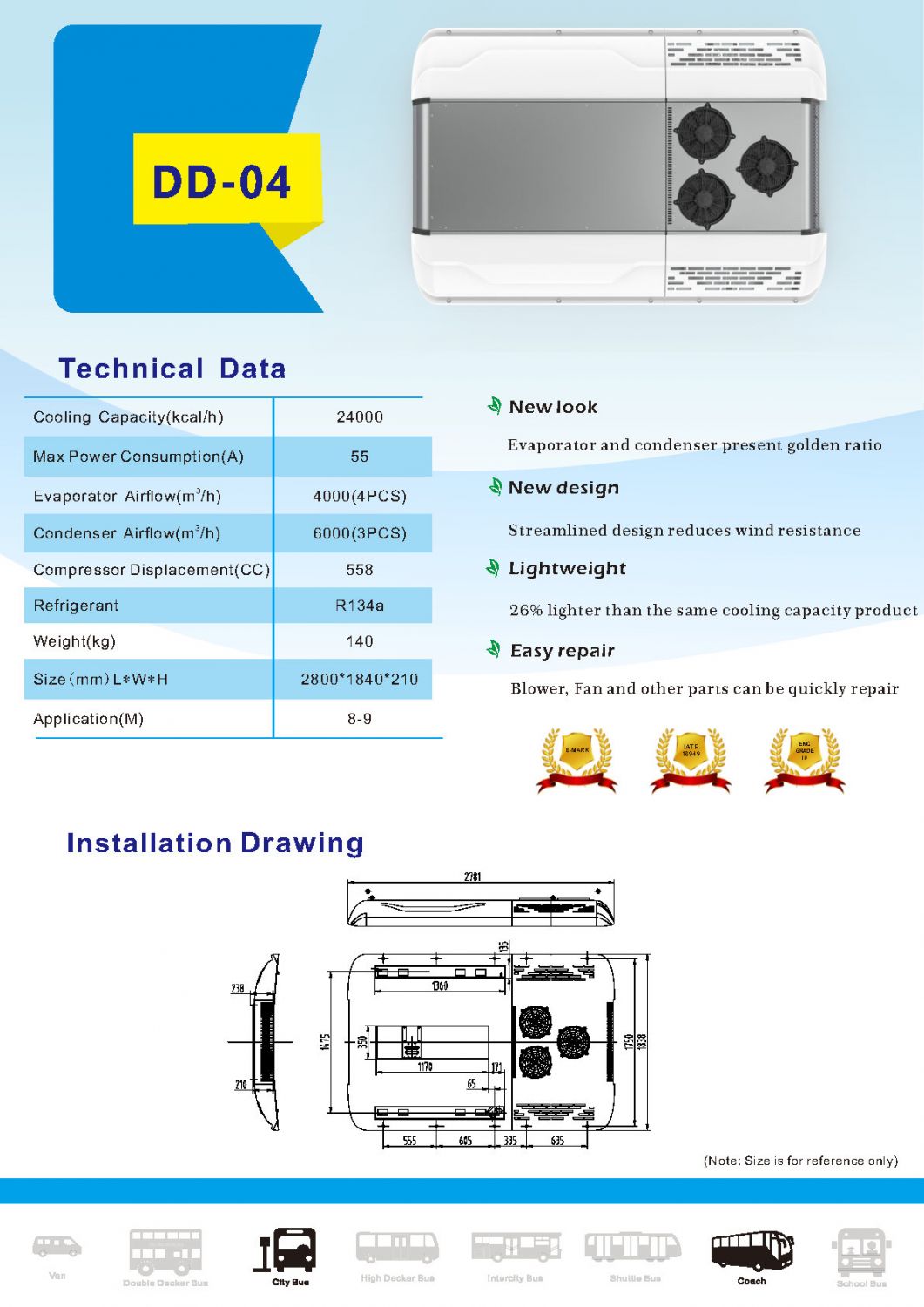 Cling bus air conditioner